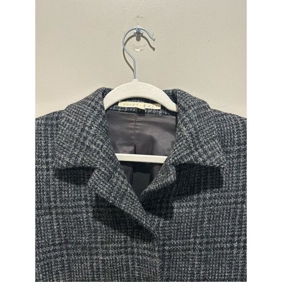 Perry Ellis Wool Windowpane Plaid Woven Peacoat Coat Jacket Womens size 8 Black - Picture 3 of 9